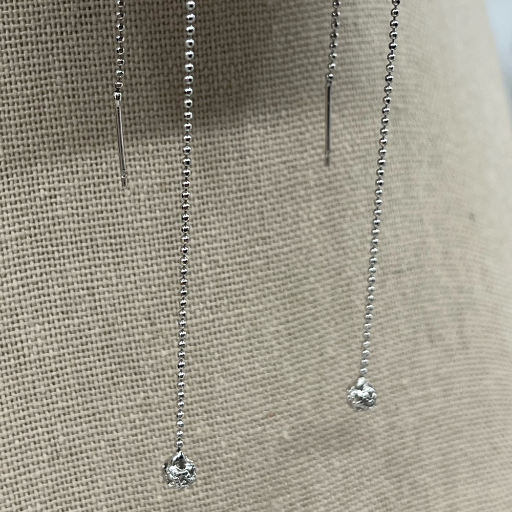 Vintage Platinum-Plated Threader Earrings Lightweight Dangle - Picture 8 of 13
